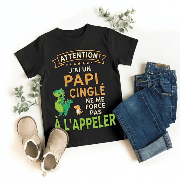 T-Shirt Enfant Personnalisé – J’ai un Papi Cinglé